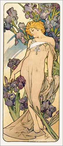 Lovely Iris, Alphonse Mucha painting